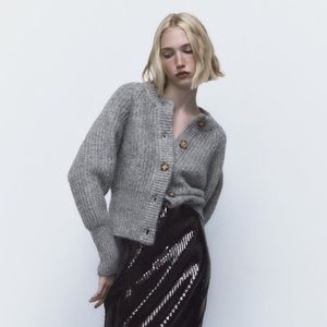 ZARA Ribbed Knit Jacket Sz Small